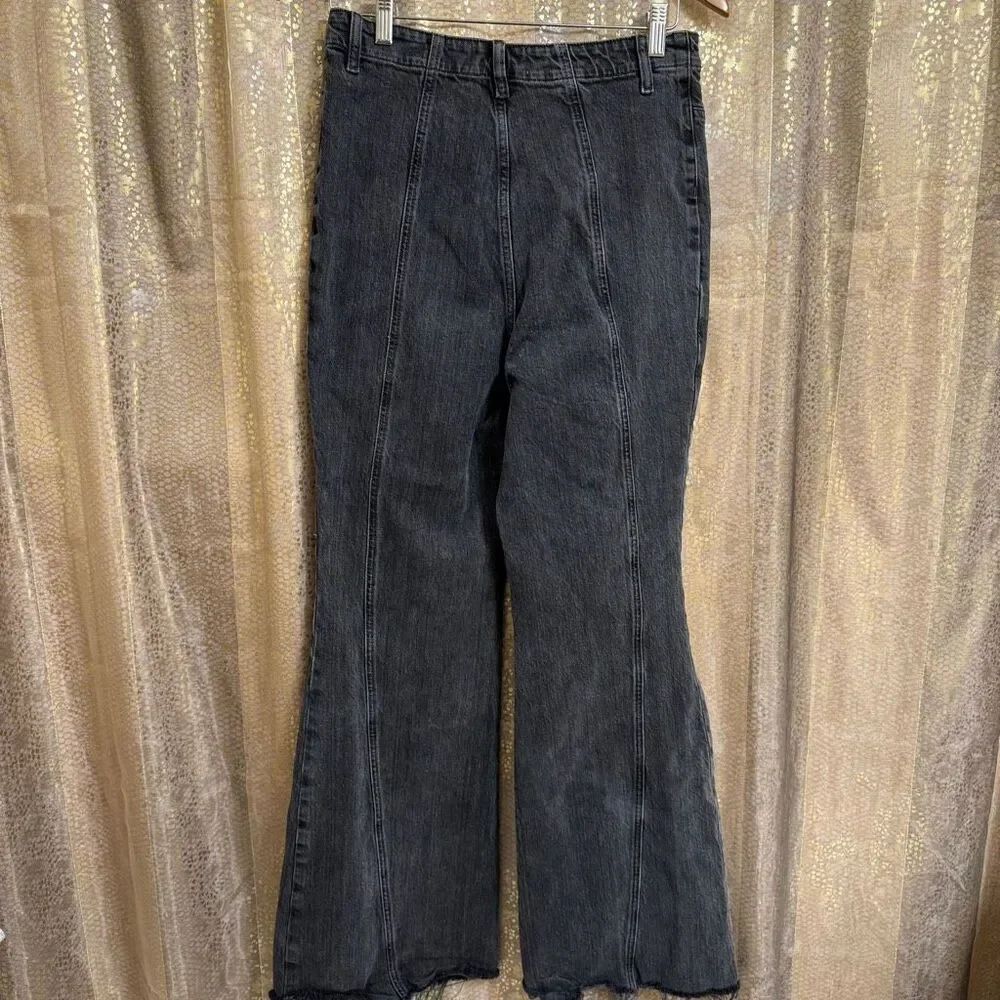 We The Free People Florence Black Ash High Rise Flare Jeans 31